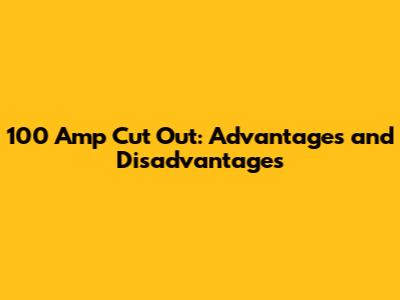 100 Amp Cut Out: Advantages and Disadvantages