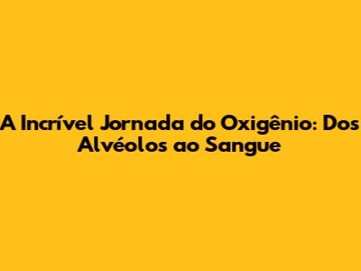 A Incrível Jornada do Oxigênio: Dos Alvéolos ao Sangue