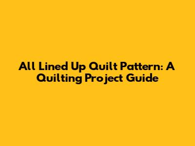 All Lined Up Quilt Pattern: A Quilting Project Guide