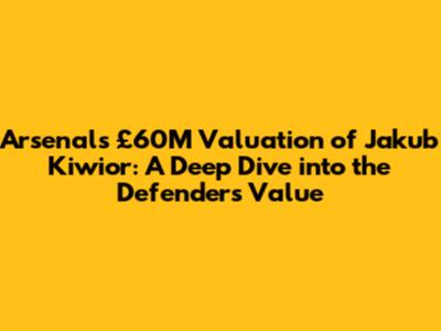 Arsenal's £60M Valuation of Jakub Kiwior: A Deep Dive into the Defender's Value