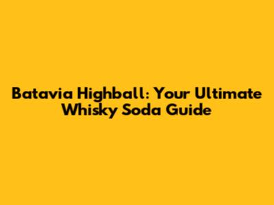 Batavia Highball: Your Ultimate Whisky Soda Guide