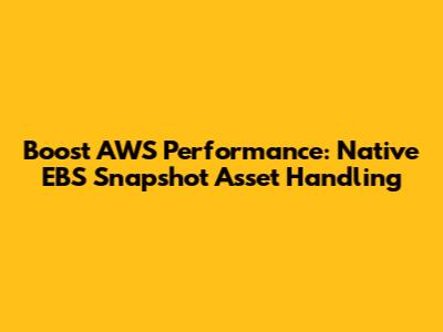 Boost AWS Performance: Native EBS Snapshot Asset Handling