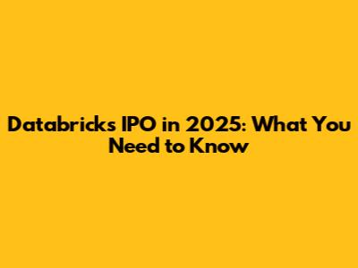 Databricks IPO in 2025: What You Need to Know