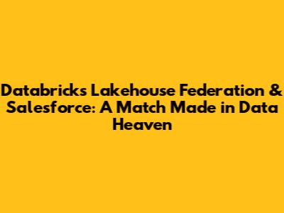 Databricks Lakehouse Federation & Salesforce: A Match Made in Data Heaven