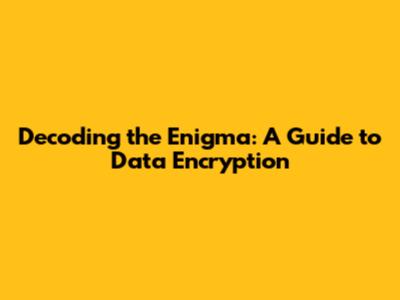 Decoding the Enigma: A Guide to Data Encryption