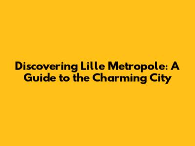 Discovering Lille Metropole: A Guide to the Charming City