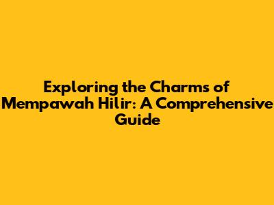 Exploring the Charms of Mempawah Hilir: A Comprehensive Guide