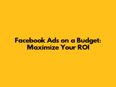 Facebook Ads on a Budget: Maximize Your ROI
