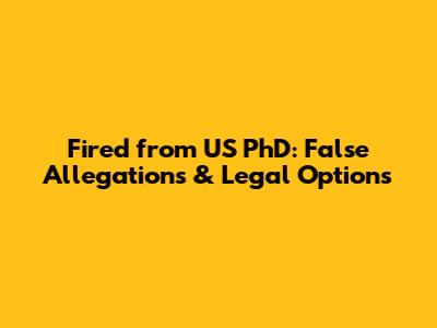 Fired from US PhD: False Allegations & Legal Options