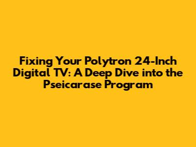 Fixing Your Polytron 24-Inch Digital TV: A Deep Dive into the Pseicarase Program