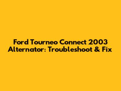 Ford Tourneo Connect 2003 Alternator: Troubleshoot & Fix