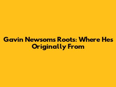 Gavin Newsom's Roots: Where He's Originally From