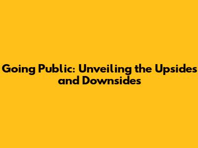 Going Public: Unveiling the Upsides and Downsides