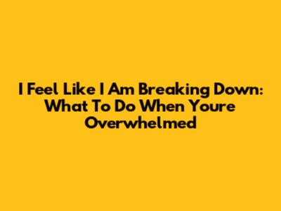 I Feel Like I Am Breaking Down: What To Do When You're Overwhelmed