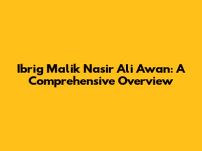 Ibrig Malik Nasir Ali Awan: A Comprehensive Overview