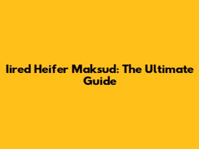 Iired Heifer Maksud: The Ultimate Guide