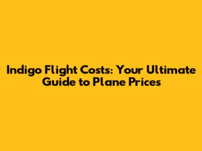 Indigo Flight Costs: Your Ultimate Guide to Plane Prices