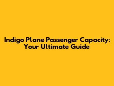 Indigo Plane Passenger Capacity: Your Ultimate Guide