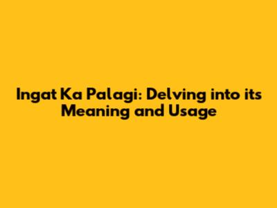 Ingat Ka Palagi: Delving into its Meaning and Usage
