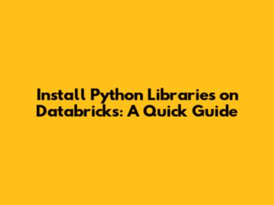 Install Python Libraries on Databricks: A Quick Guide