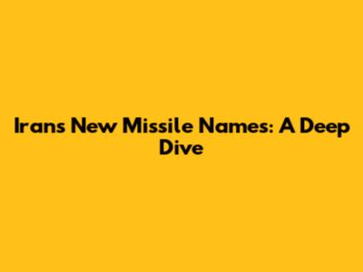 Iran's New Missile Names: A Deep Dive