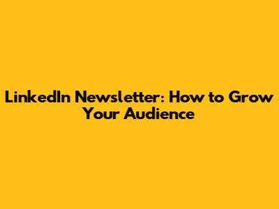 LinkedIn Newsletter: How to Grow Your Audience