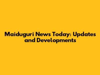 Maiduguri News Today: Updates and Developments