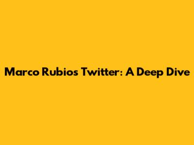 Marco Rubio's Twitter: A Deep Dive