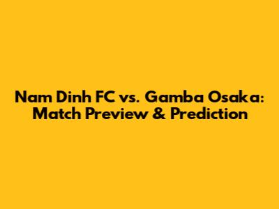 Nam Dinh FC vs. Gamba Osaka: Match Preview & Prediction