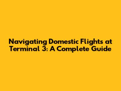 Navigating Domestic Flights at Terminal 3: A Complete Guide