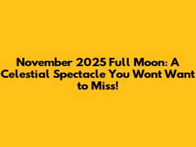 November 2025 Full Moon: A Celestial Spectacle You Won't Want to Miss!