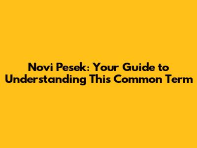 Novi Pesek: Your Guide to Understanding This Common Term