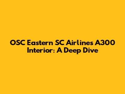 OSC Eastern SC Airlines A300 Interior: A Deep Dive