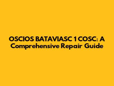 OSCIOS BATAVIASC 1 COSC: A Comprehensive Repair Guide