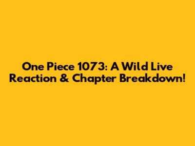 One Piece 1073: A Wild Live Reaction & Chapter Breakdown!