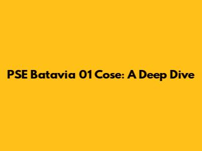 PSE Batavia 01 Cose: A Deep Dive