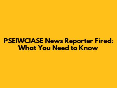 PSEIWCIASE News Reporter Fired: What You Need to Know