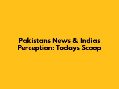 Pakistan's News & India's Perception: Today's Scoop