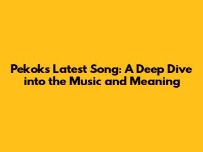 Pekok's Latest Song: A Deep Dive into the Music and Meaning