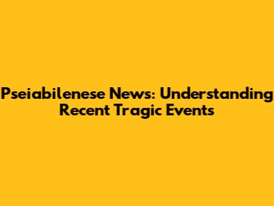 Pseiabilenese News: Understanding Recent Tragic Events