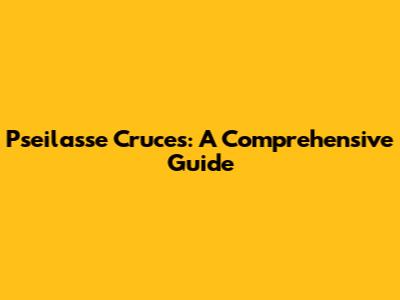 Pseilasse Cruces: A Comprehensive Guide