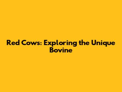 Red Cows: Exploring the Unique Bovine