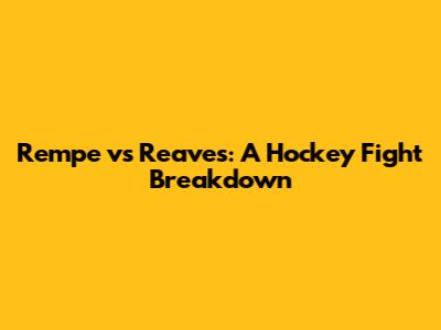 Rempe vs Reaves: A Hockey Fight Breakdown