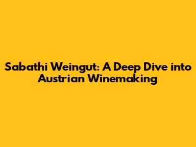 Sabathi Weingut: A Deep Dive into Austrian Winemaking