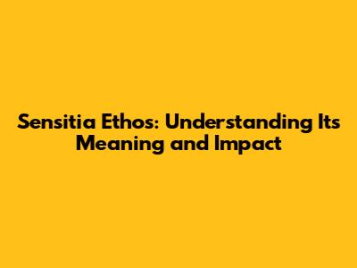 Sensitia Ethos: Understanding Its Meaning and Impact