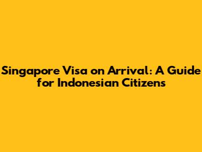 Singapore Visa on Arrival: A Guide for Indonesian Citizens