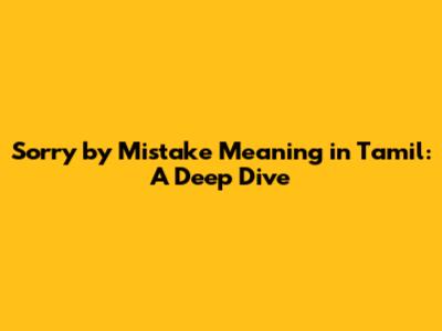 Sorry by Mistake Meaning in Tamil: A Deep Dive