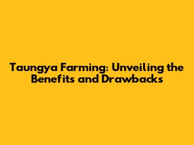Taungya Farming: Unveiling the Benefits and Drawbacks