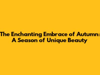 The Enchanting Embrace of Autumn: A Season of Unique Beauty
