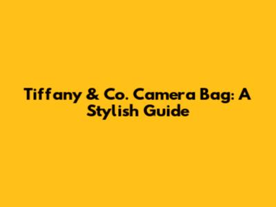 Tiffany & Co. Camera Bag: A Stylish Guide